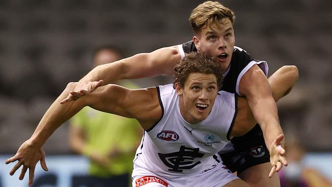 Charlie Curnow made his long-awaited return against St Kilda. Picture: Michael Klein.