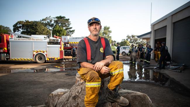 Parndana garlic farmer Shane Leahy lost his home in the January 3 fire. Since his home was lost, he has slept at the CFS station or at mates’ houses while continuing to work around the clock fighting fires. Picture: Brad Fleet