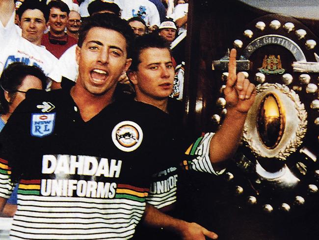 Alexander (left) captained the Panthers to their first grand final victory in 1991. Picture: Supplied