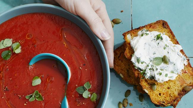 Delicious: roasted capsicum soup. Picture: Guy Bailey