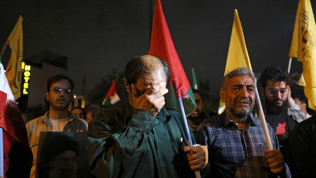 People demonstrate against Israel and the attack on Lebanon in Tehran on Saturday. Picture: Atta Kenare / AFP