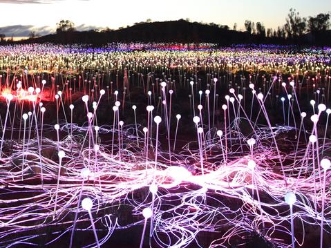 Field of Light, Uluru, Bruce Munro 2016 Image supplied by Voyages Photo by: Mark Pickthall; must credit