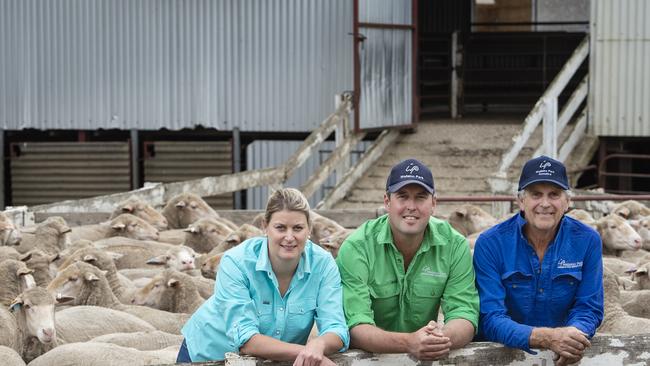 Trent and Kate Carter with John Carter, Wallaloo Park, at Marnoo. Picture: Zoe Phillips