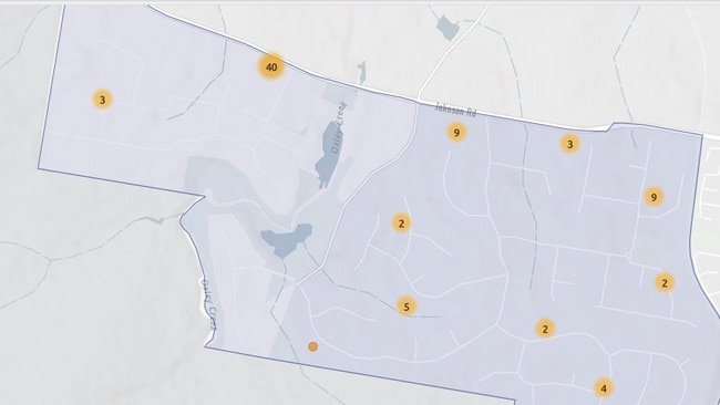 A police crime map showing the incidents of offences in Forestdale over the past six months.