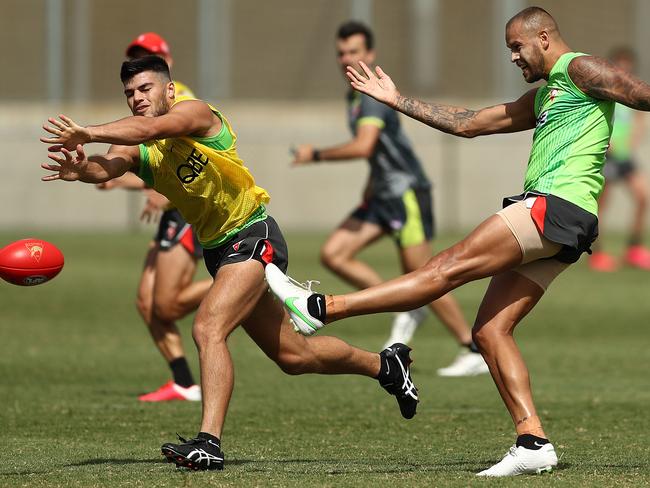 Lance Franklin has progressed to match play at Sydney Swans training. Picture: Mark Metcalfe/Getty Images