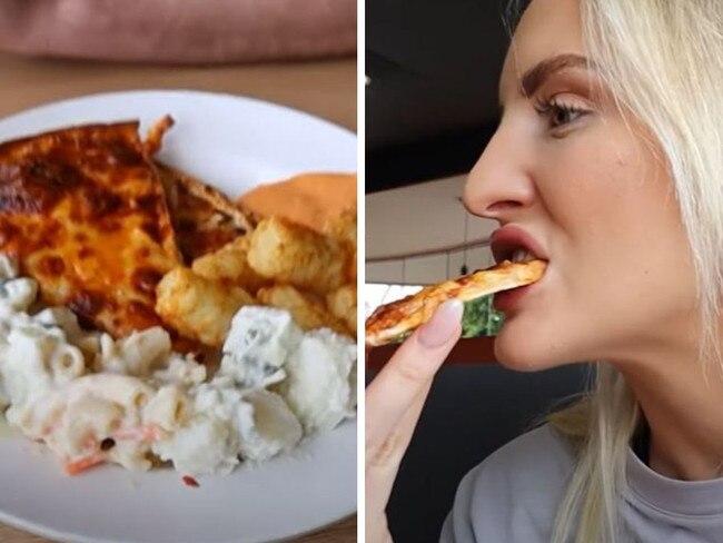 Food influencer test out all you can eat Pizza Hut. Picture: YouTube/Bec Hardgrave