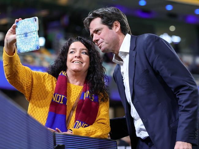 A fan snaps a selfie with Gillon. Picture: Getty Images