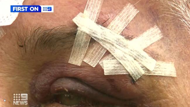 The victim was followed into a toilet cubicle by a gang of thugs before he was seriously assaulted at the MCG during the Anzac Day blockbuster. Picture: Nine News