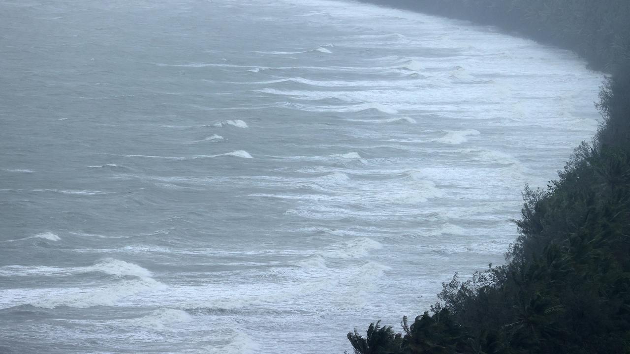 Tropical Cyclone Jasper kicks up a swell on Four Mile Beach at Port Douglas. Picture: Liam Kidston