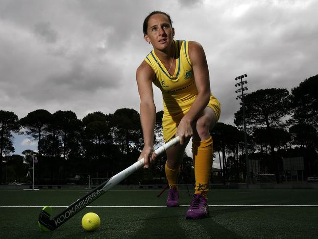 SPORT THE COURIER MAIL Australian Women's Hockey captain Madonna Blyth. Photographed at Perth's Hockey Stadium in Bentley. PHOTO: MARIE NIRME