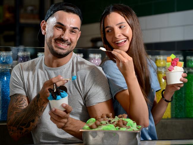 50SixOne owner Simon Flocco and Vesna Jovanovic with some homemade ice cream at the Hyde Park store. The ice creamery will open a branch inside the new Prospect cinema. Picture: Bianca De Marchi