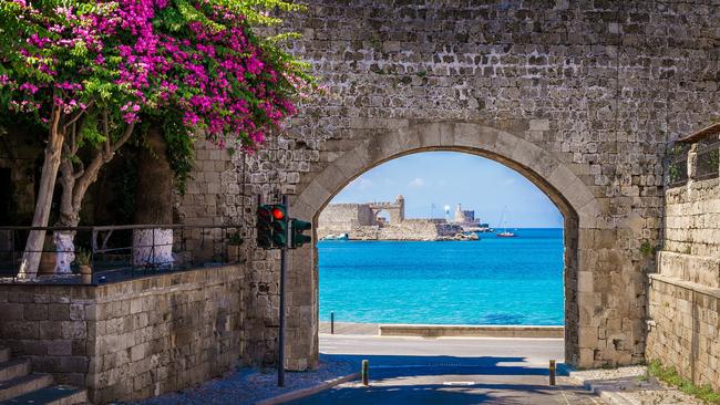 The Virgin Mary's Gate in the old town of Rhodes.