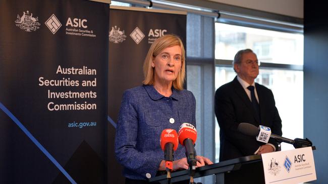 ASIC deputy chair Sarah Court and chair Joe Longo. Picture: NewsWire / Josie Hayden