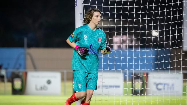 Carli-Anne Tielen of Darwin Olympic is one of the most experienced goalkeepers in the 2023 NT Football Women's Premier League. Picture: Daniel Abrantes