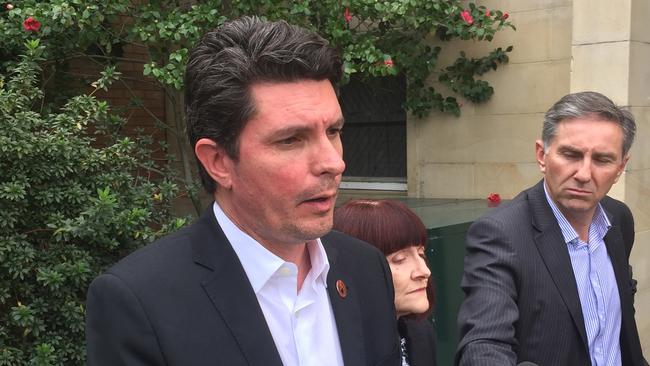 Scott Ludlam announces he will step down as a Greens senator. Picture: AAP