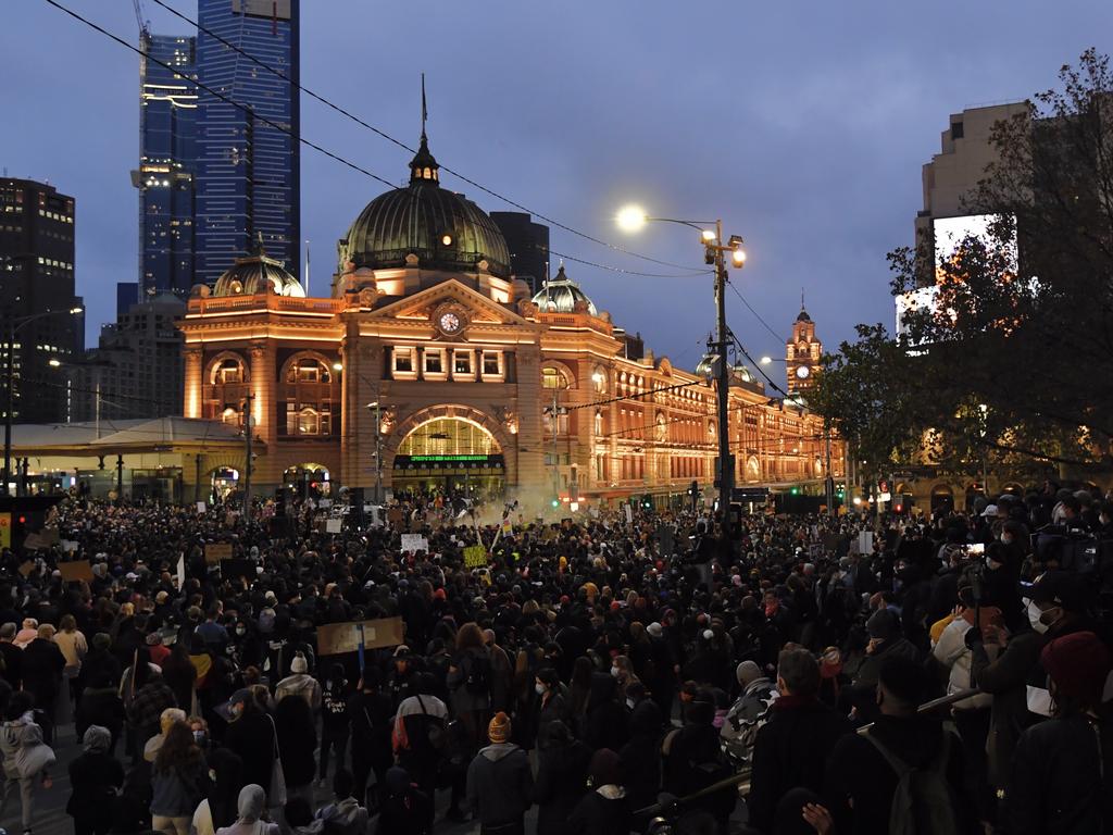 A large protest in Melboure was also held last weekend. Picture: Jason Edwards