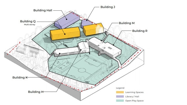 The revised plan outlining upgrades to the existing high school campus.