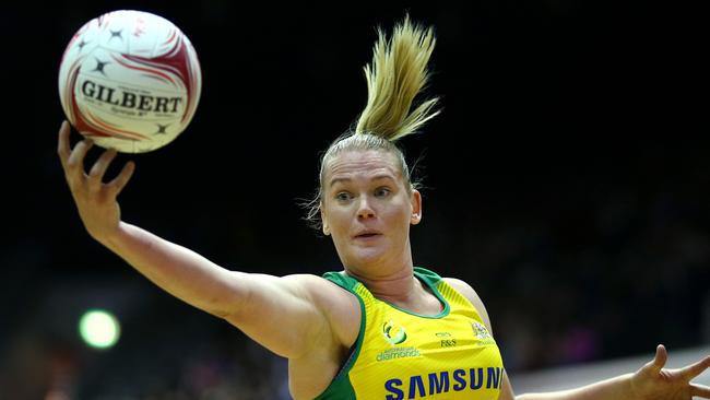 Australia's Caitlin Thwaites was one of the Diamonds best shooters against South Africa.