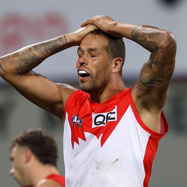 Lance Franklin will miss Sydney’s crucial clash with Brisbane.