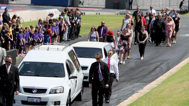 Funeral of Anita Board at the Pit Area of the Perth Motorplex, Kwinana. Picture: Colin Murty/The Australian