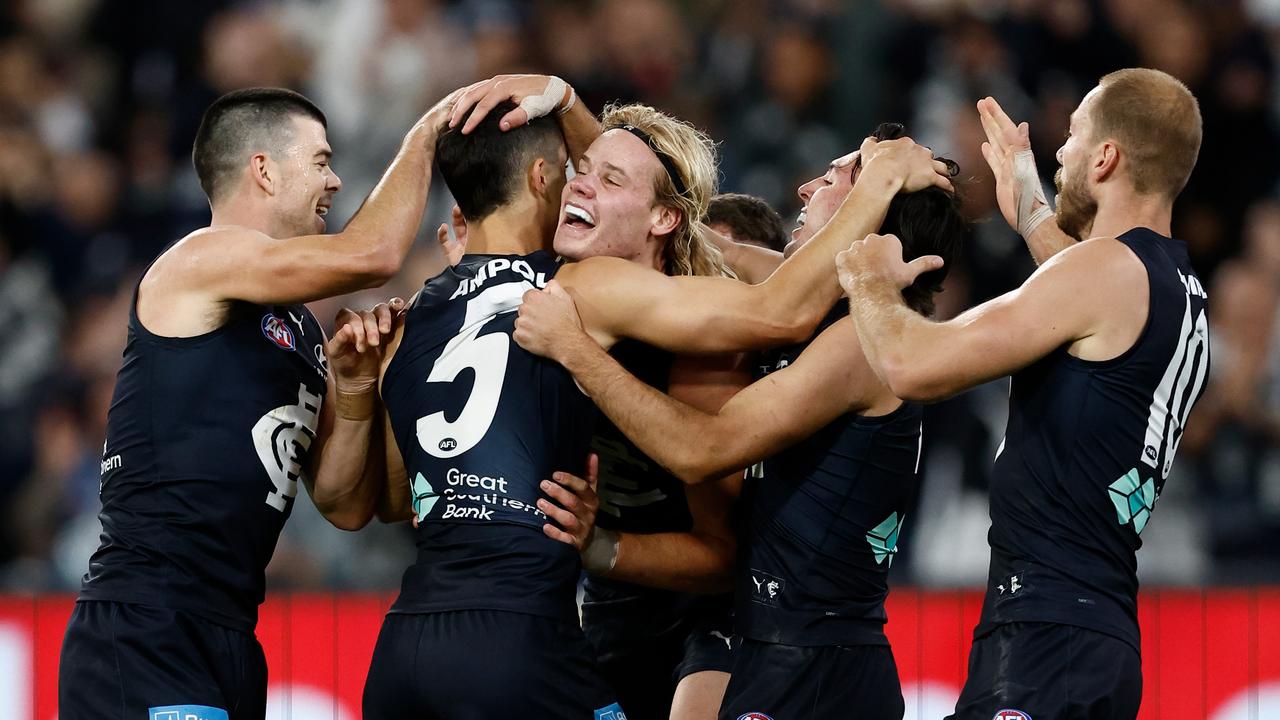 Carlton might be the new kings of the close finish. (Photo by Michael Willson/AFL Photos via Getty Images)