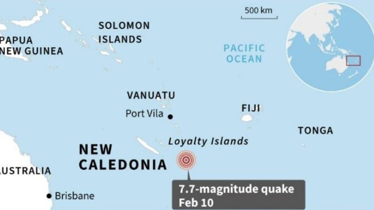 The location of the earthquake in the South Pacific.