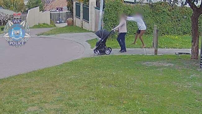 A teenager approaches a pregnant mother from behind and allegedly assaults her by dragging the woman to the ground in the Perth suburb of Ashfield. Picture: WA Police