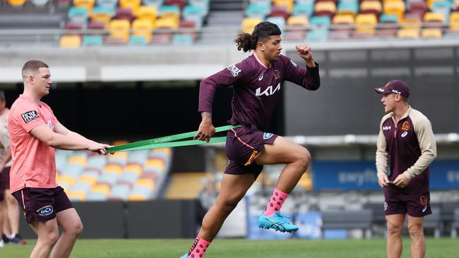 Xavier Willison, Brisbane Broncos training. Picture: Liam Kidston