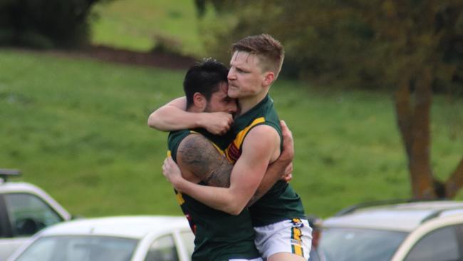 Yarra Junction celebrates its qualifying final. Picture: Bethany Hutchison