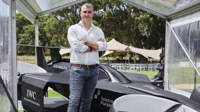 Airspeeder chief executive Matt Pearson with the Airspeeder MK4 flying car. Picture: Supplied