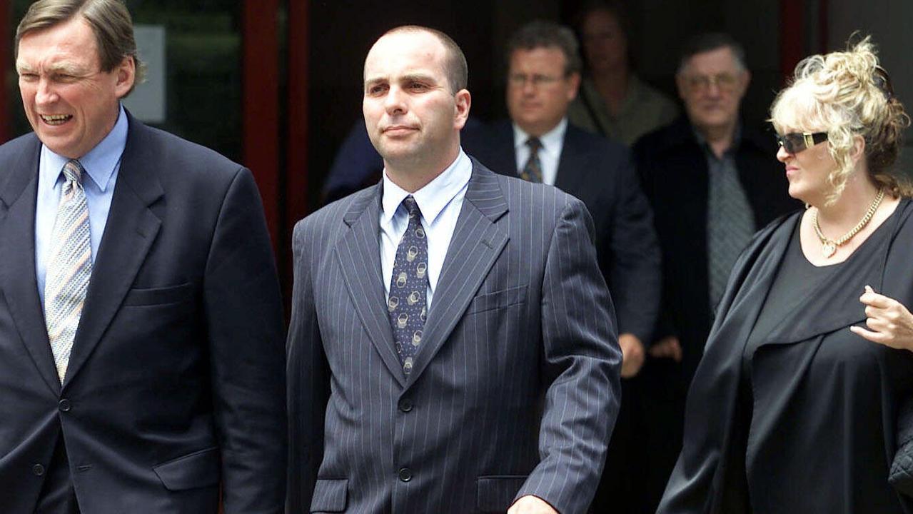 Jason and Judith Moran outside the Melbourne Coroner'’ Court in 2002. Picture: Graham Crouch