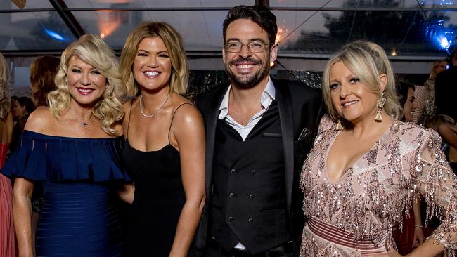 Kerri-Anne Kennerley, Sarah Harris, Joe Hildebrand and Angela Bishop at the 2019 Logie Awards at The Star Gold Coast, Broadbeach. Picture: Jerad Williams