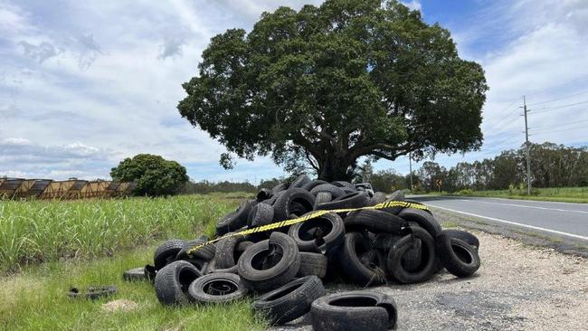 Tyres dumped on the side of Staplyton Jacobs Well Road, Norwell. Picture: City of Gold Coast.