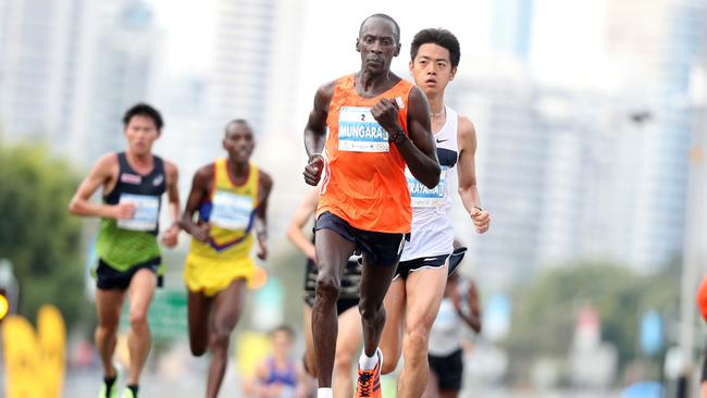 Gold Coast Marathon 2018 Race winner Kenneth Mungara. Photo: Richard Gosling