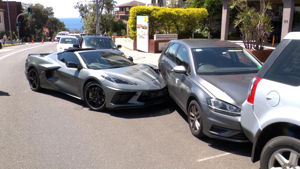 300k Chevrolet Corvette Spider, Lime bike, involved in Bondi Beach