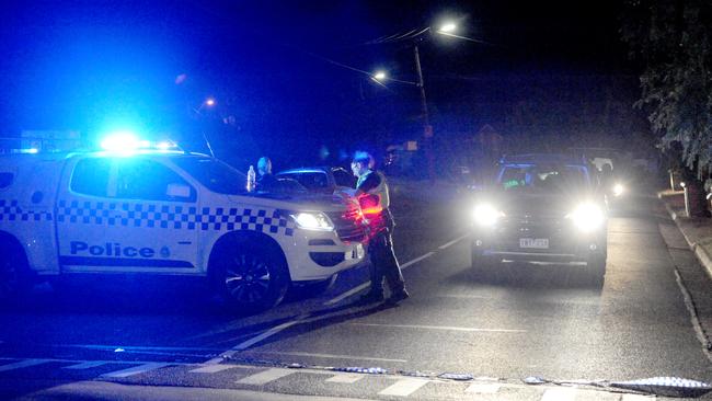 Police at the scene of a double fatal shooting at Meadow Heights. Picture: Andrew Henshaw