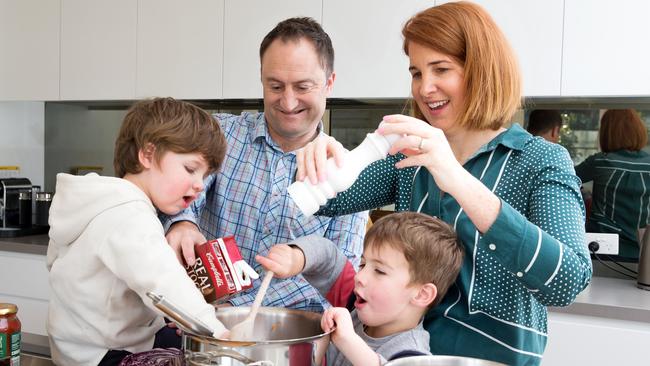 While more mums are going back to work, it hasn’t necessarily changed the division of labour at home, but not so for the Lacy family. Picture: Sarah Matray