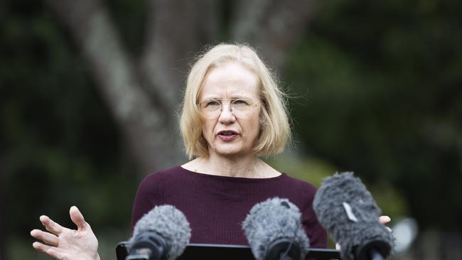 Chief Health Officer De Jeanette Young addressing media. (News Corp/Attila Csaszar)