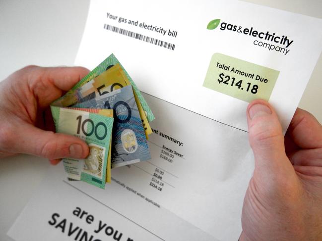 A gas and electricity bill with Australian cash. Picture: iStock.