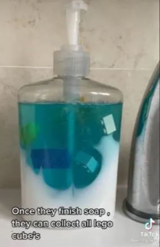 A mum has come up with a brilliant way to encourage her kids to wash their hands. Picture: TikTok/@washy_wash
