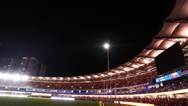 The power outage at the Gabba on Friday night. Picture: Chris Hyde/Getty Images