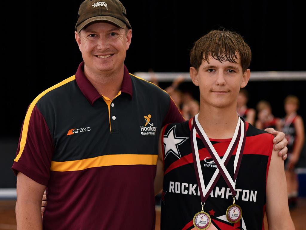 Player of the Final Alex Toon from Rockhampton with Queensland selector Adam McClelland.