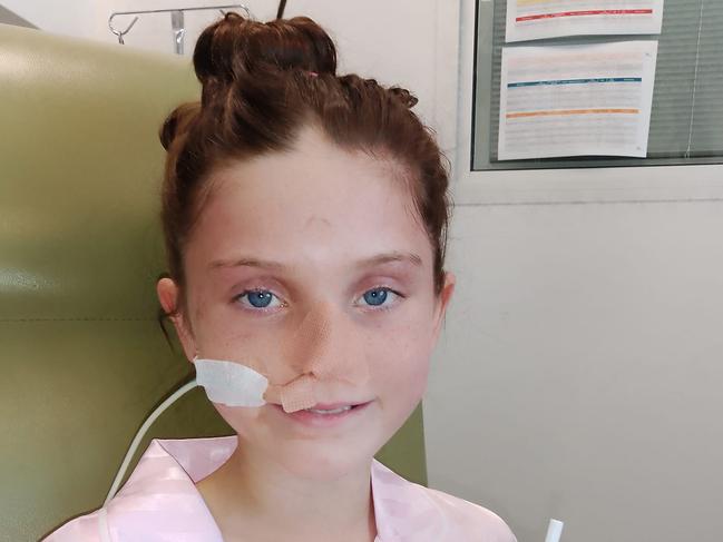 Ruby-Storm Sarahmay Kayrooz, 12, after e-scooter crash, Sunshine Coast. Picture - contributed.