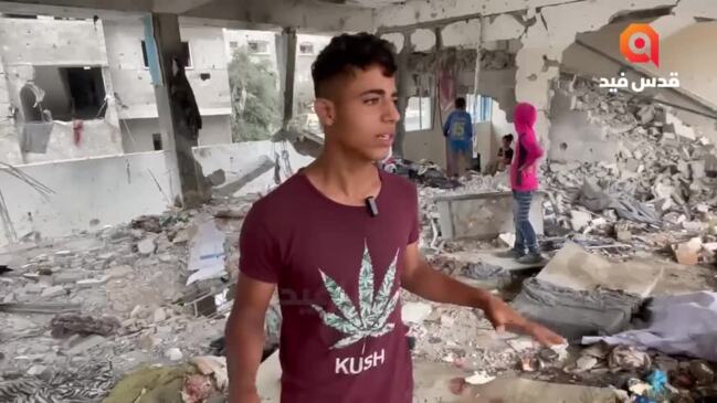 Gazans Survey Damage at Nuseirat School Following Deadly Israeli Attack