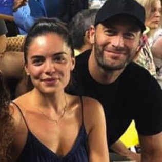 Olympia Valance with her partner, Essendon footballer Thomas Bellchambers. Picture: Supplied