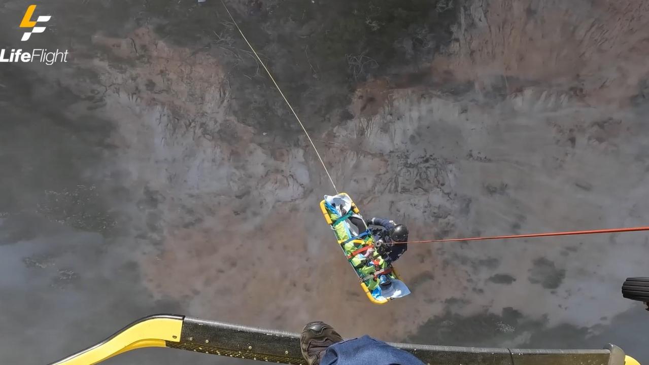 A video released by LifeFlight shows one of two paragliders being winched from a cliff slide following a collision. Photo: contributed