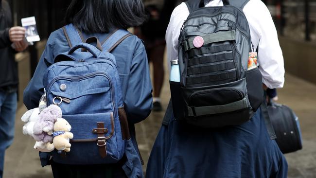 GENERIC AUSTRALIAN STUDENTS - BACK VIEW -  SYDNEY, AUSTRALIA - NewsWire Photos MAY 4, 2021: Students travel home after school. Picture: NCA NewsWire / Nikki Short