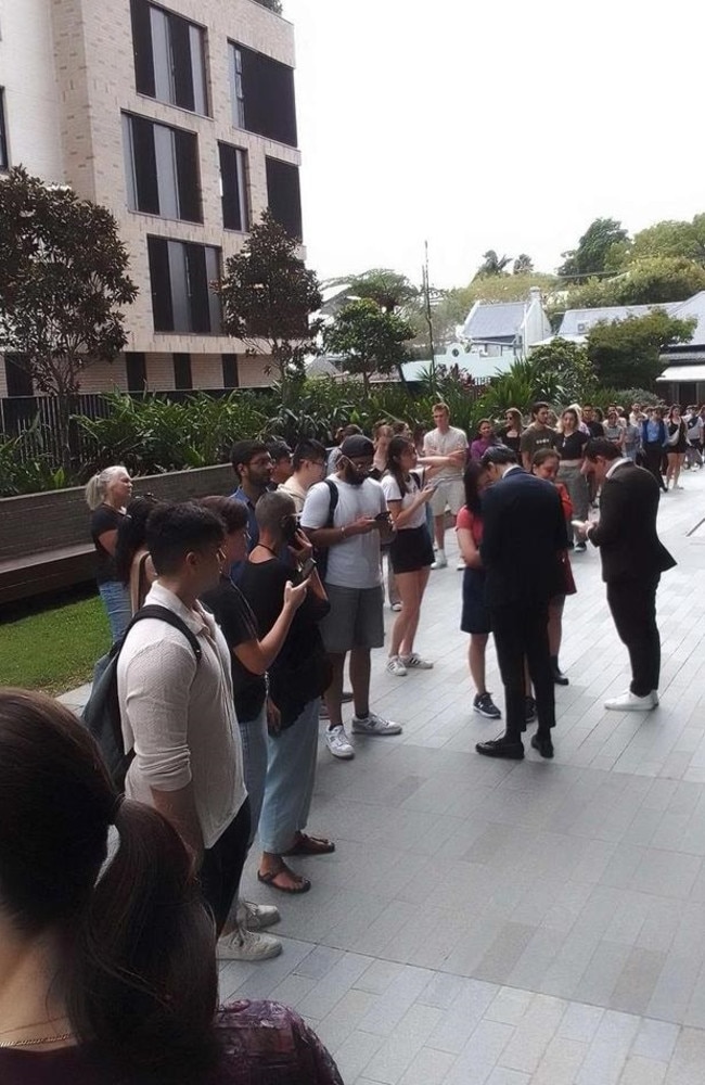 A queue at a rental inspection in Sydney’s Inner West. Picture: Reddit