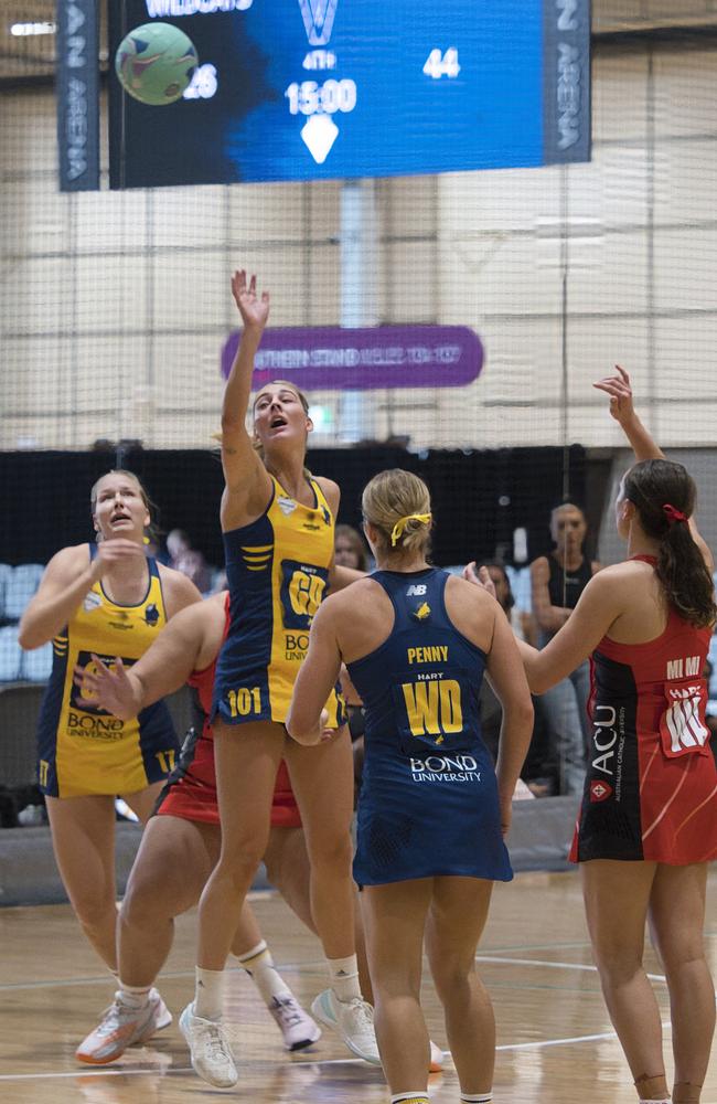 Bond University take on the Brisbane North Cougars in Round 1 of the 2023 HART Sapphire Series. Picture: Pr Alan Patching