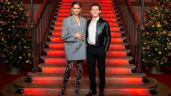 Zendaya and Tom Holland at the UK photo call of Spider-Man: No Way Home in London this month. Photo: Joel Ryan/ Sony Pictures Entertainment